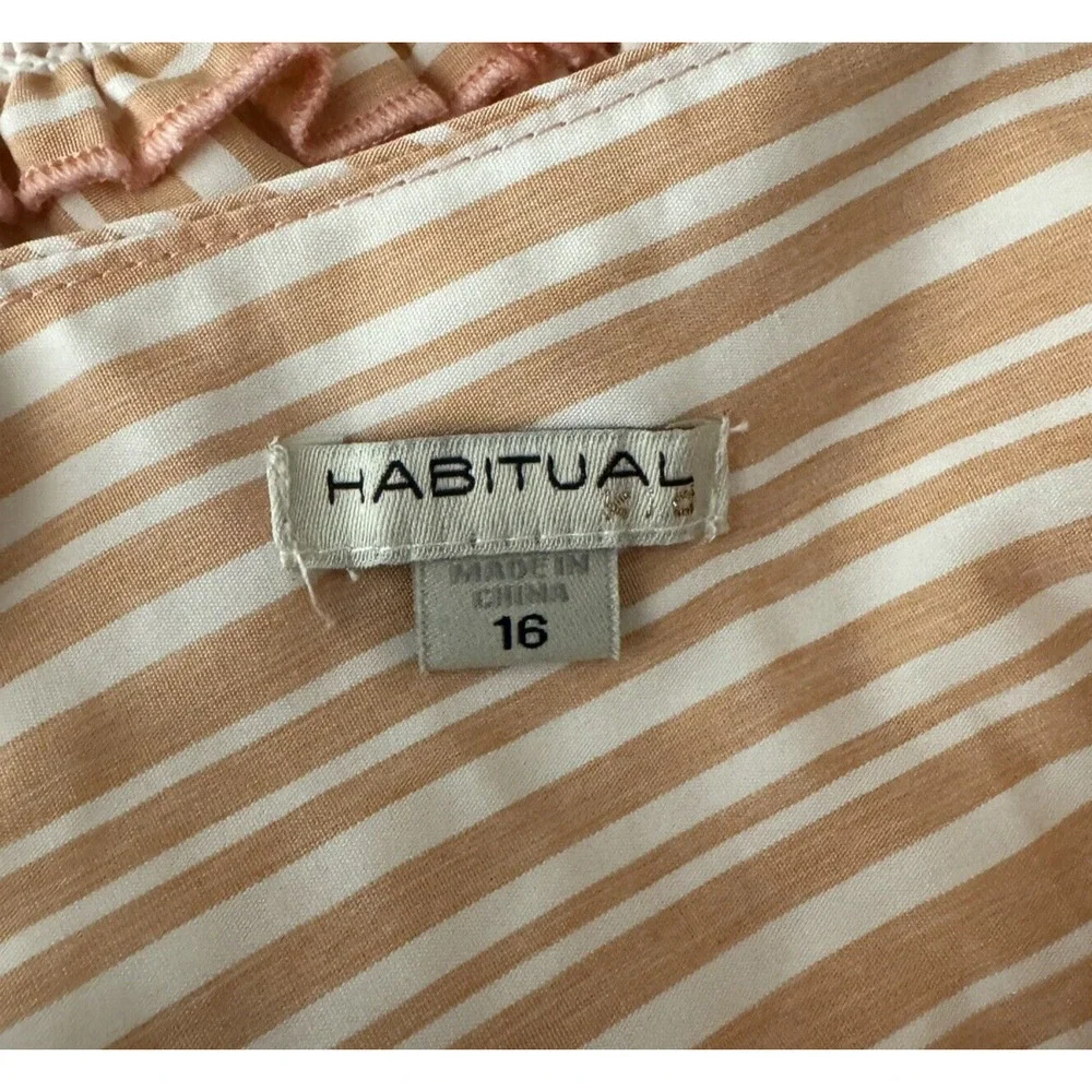 Habitual Dress Girls 16 Blush Pink White Striped Bow Asymmetric‎ Party Dance